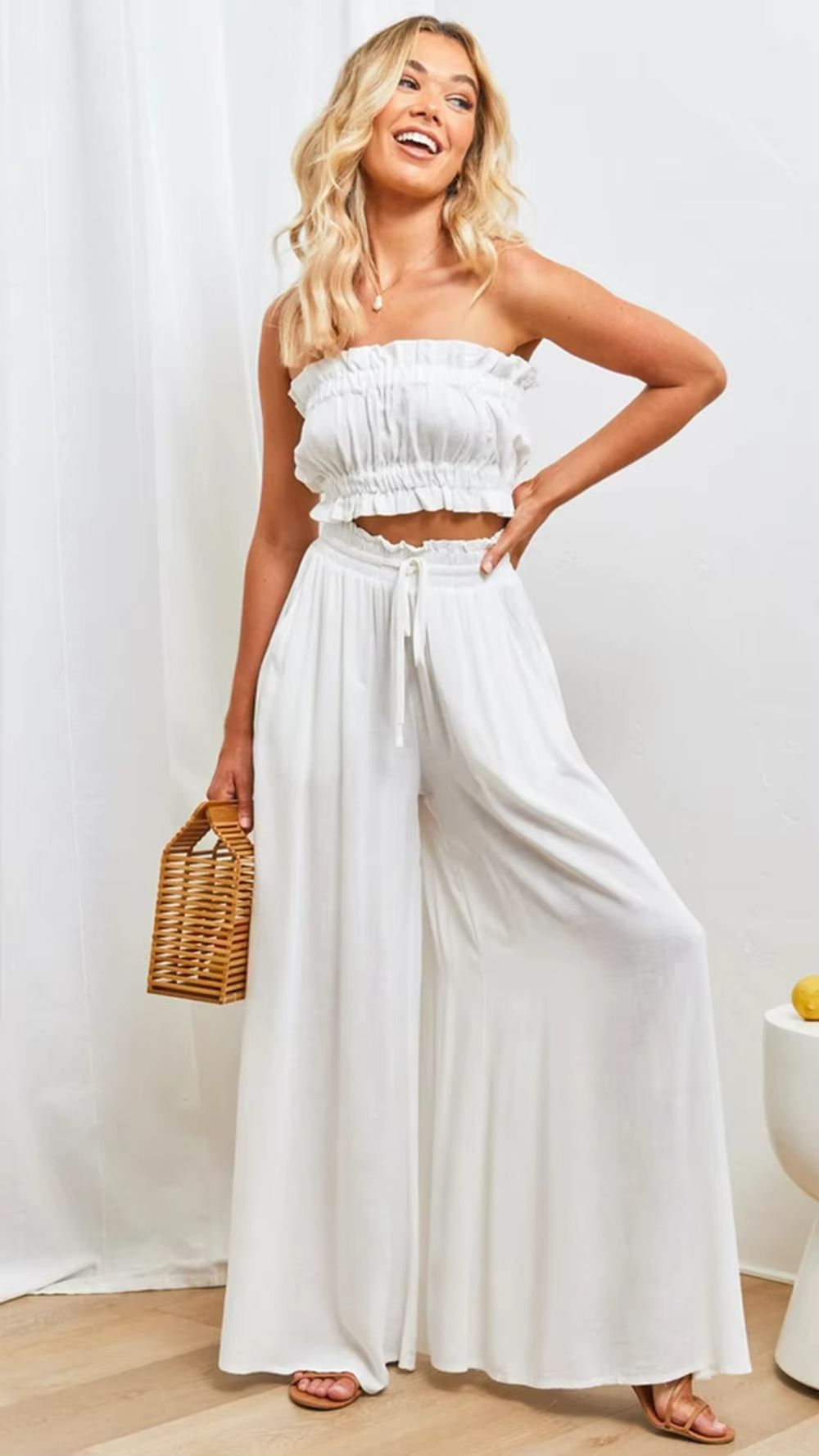 BreezeEase Womens Wide Leg Pants – Lightweight Elastic Waist Summer Trousers for Effortless Style