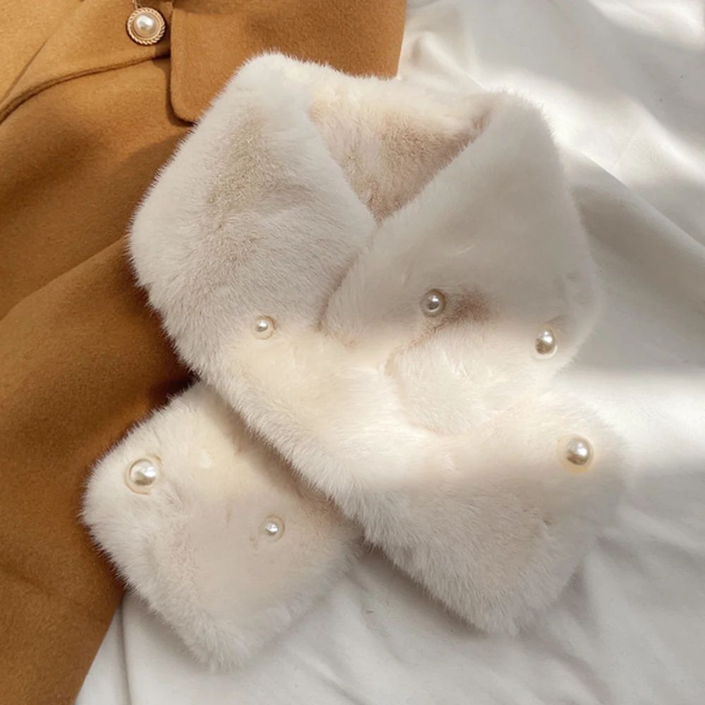 Luxury Faux Rabbit Fur Cross Collar Scarf – Women's Thick Winter Furry Neck Warmer