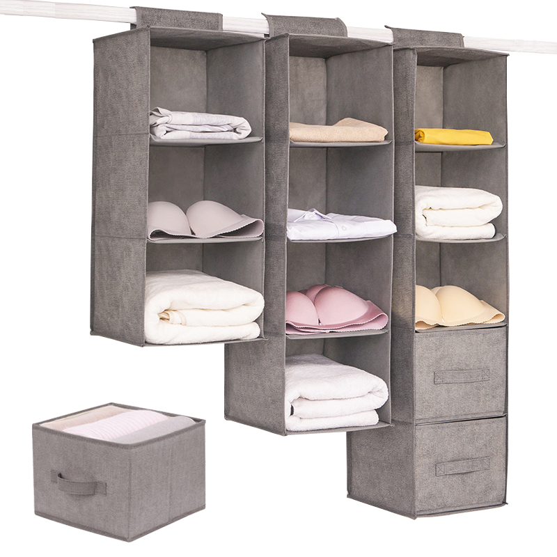 Wardrobe Hanging Storage Bag, Interlayer Drawer Type Organizer Collapsible Storage Shelves, Closet Organizer for Clothes