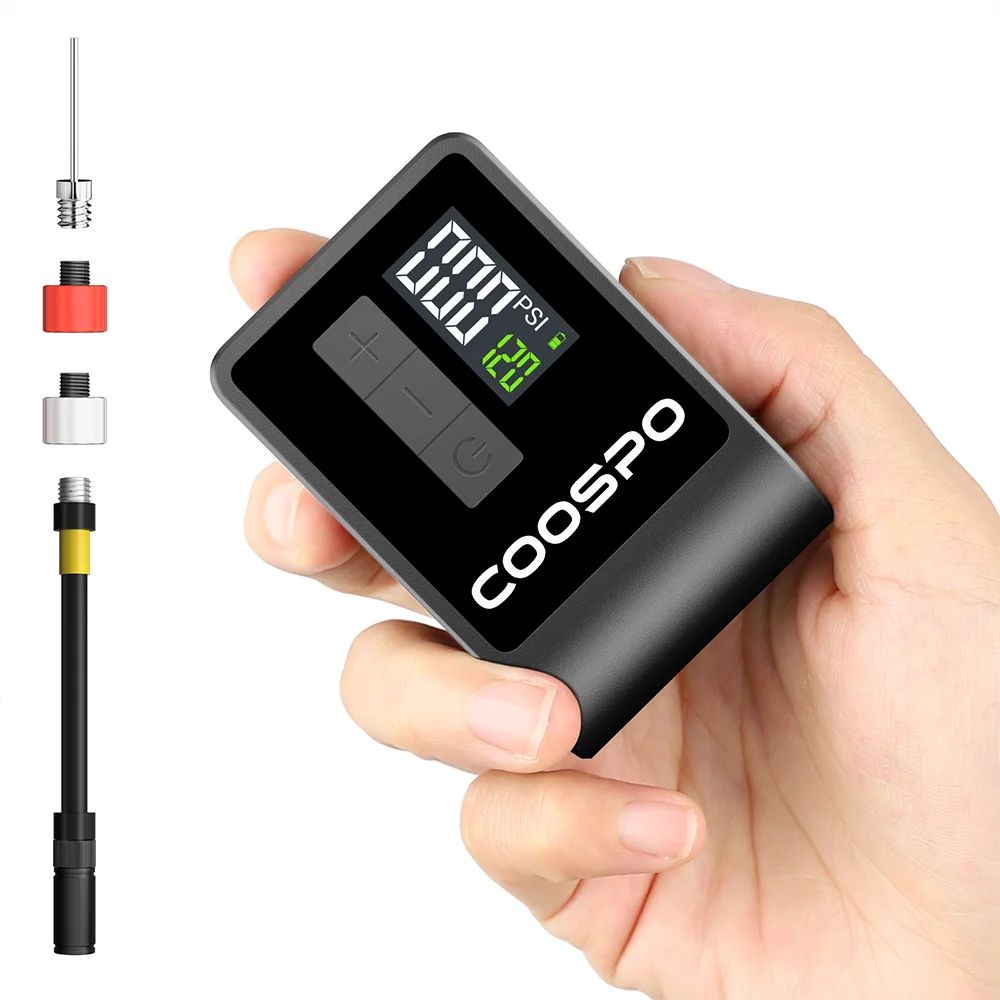COOSPO Mini Electric Bike Pump 120PSI Portable Digital Tire Inflator