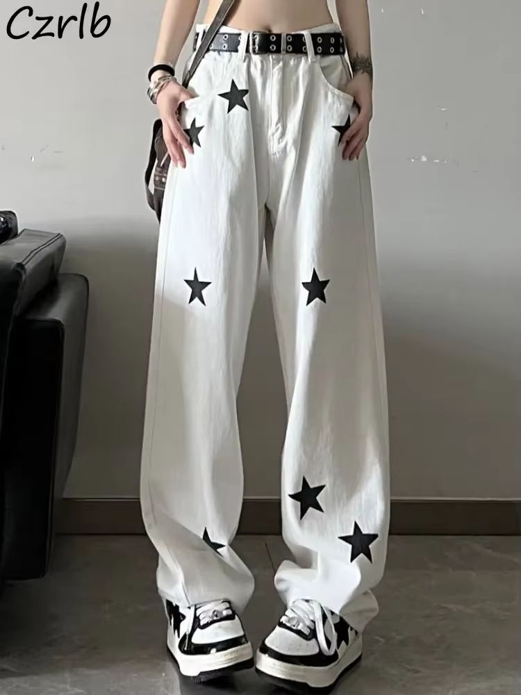 Y2K Wide Leg Baggy Jeans Women High Waisted Harajuku Streetwear Jeans Vintage Y2K Baggy Jeans