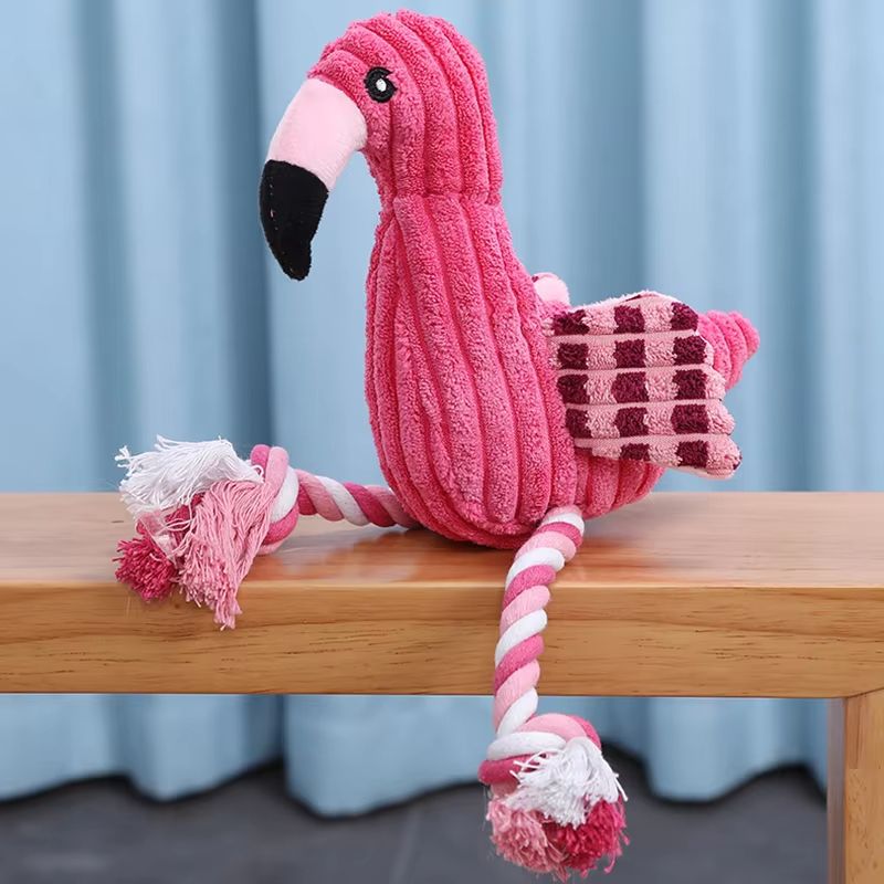 Animal Shape Corduroy Plush Dog Toy Squeaky Bite-Resistant Chew Toy for Puppies and Dogs