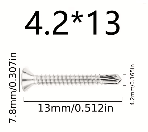 50 Piece 410 Stainless Steel Flat Head Self Drilling Screws M4.2