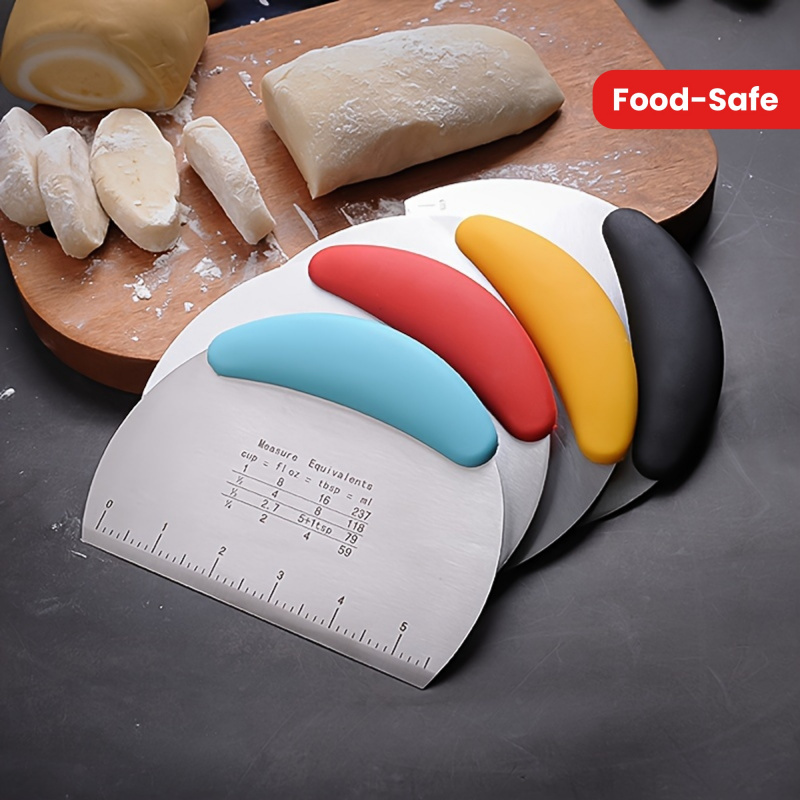 Stainless Steel Dough Scraper, Multi Use Baking Tool for Pastries and Bread, Holiday Safe Kitchen Gadget