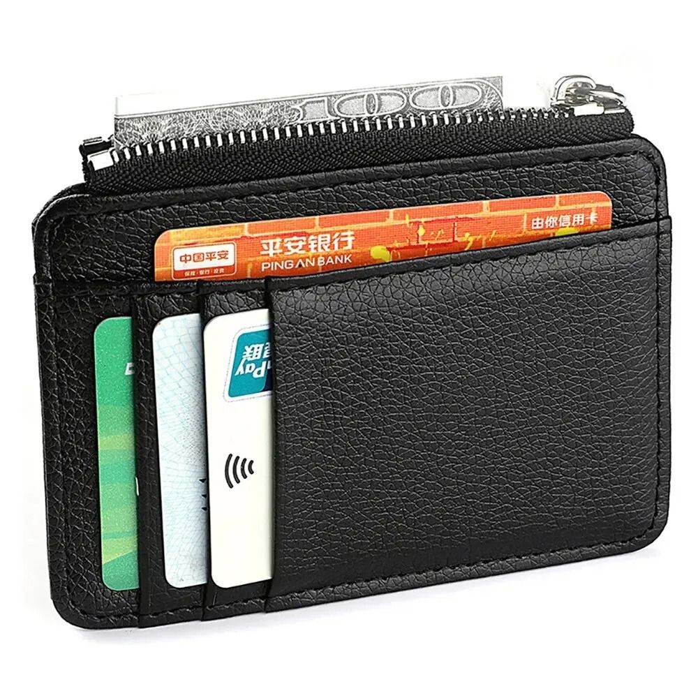 Mini Credit Card Wallet ID Card Holder Mens Slim Zipper Coin Wallet