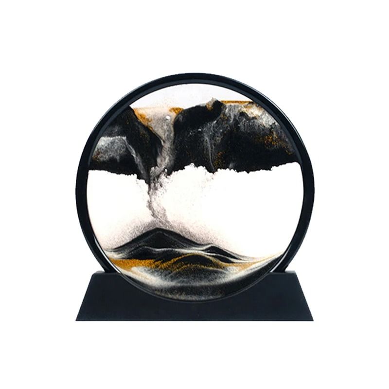 3D Moving Sand Art Picture Round Quicksand Frame Relaxing Sandscape Decor
