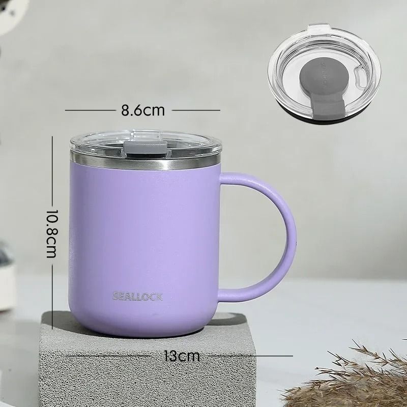 304 Stainless Steel Insulated Water Cup – 450ml Anti-Scalding Milk & Juice Mug with Lid