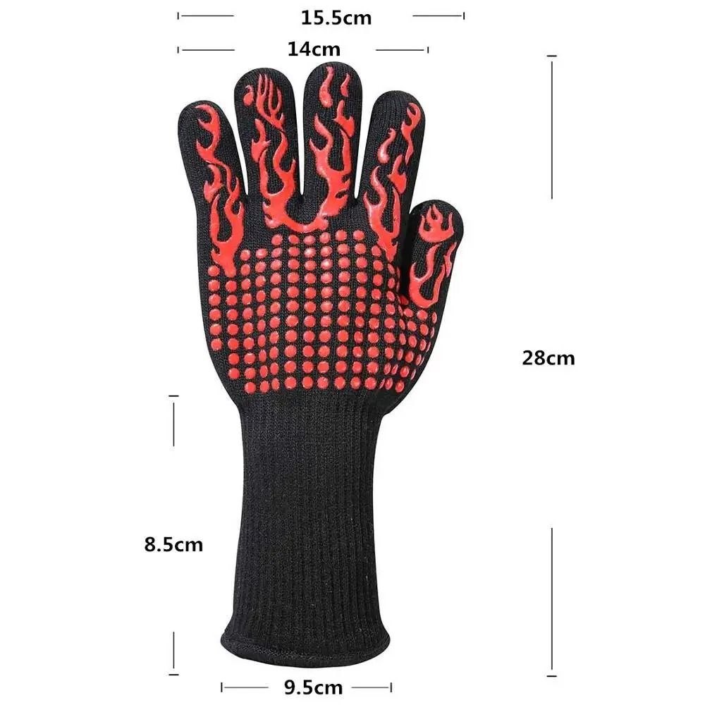 LMETJMA Extreme Heat Resistant BBQ Grill Gloves 1472°F (800°C) Non-Slip Silicone Oven Mitts