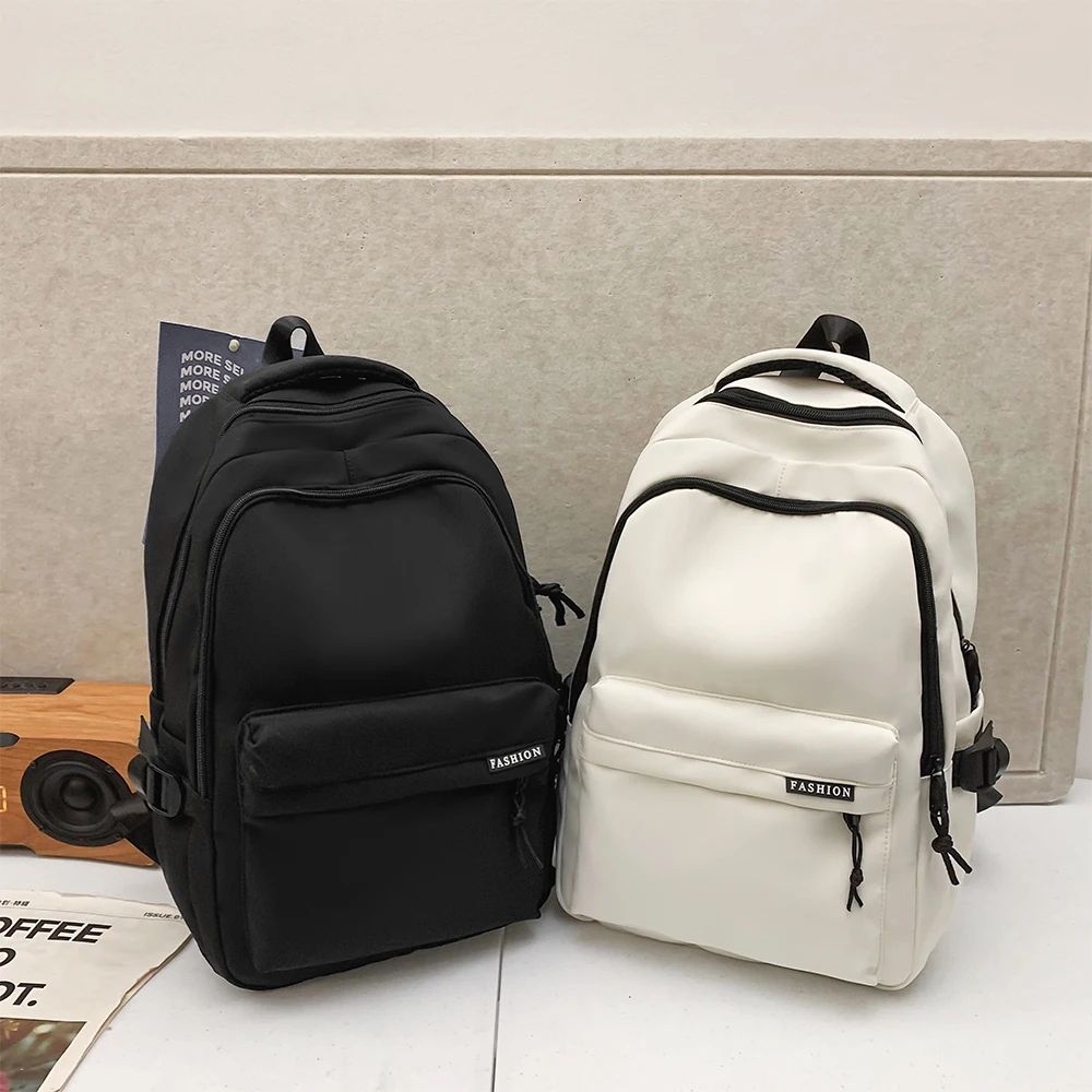 Large Capacity School Backpack Simple Black Travel Bag for Students