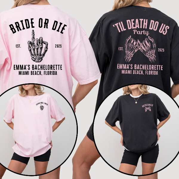 Bride or Die Bachelorette Party Shirt Custom Bride Squad Bridal Party Tee