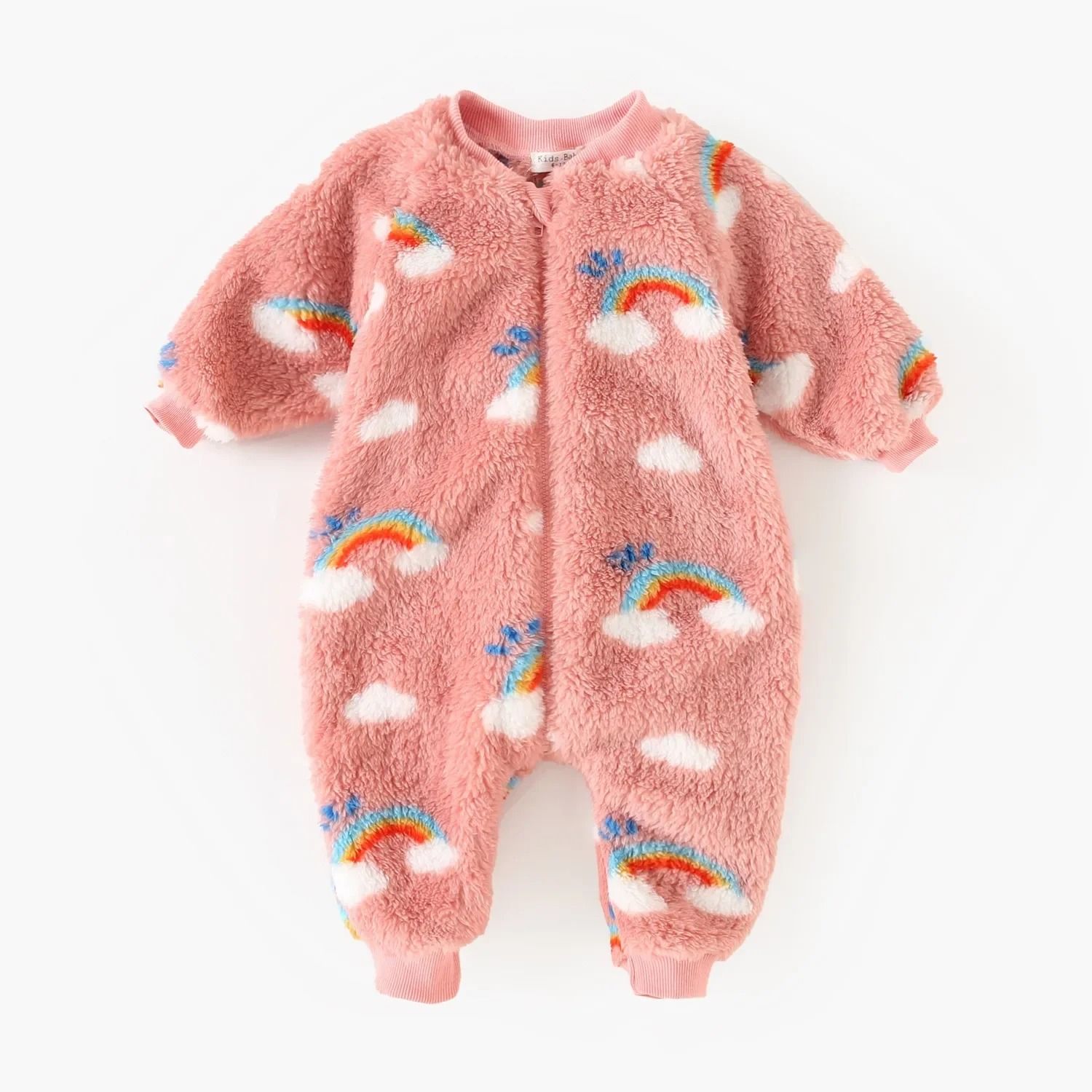 Rainbow Cloud Fluffy Fleece-Lined Jumpsuit