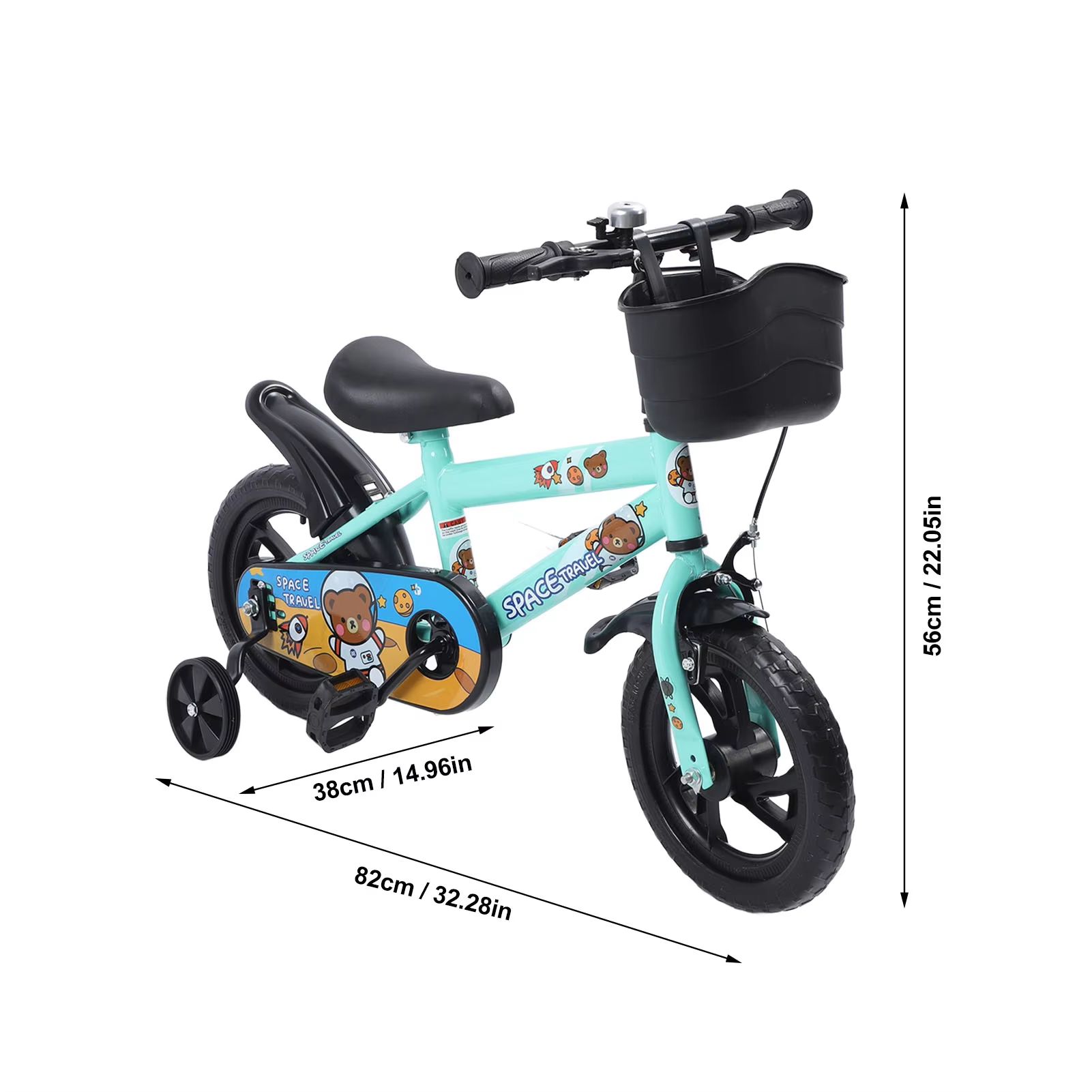 12 Inch Kids Bike with Training Wheels – Stable High Carbon Steel Toddler Bicycle (Green)