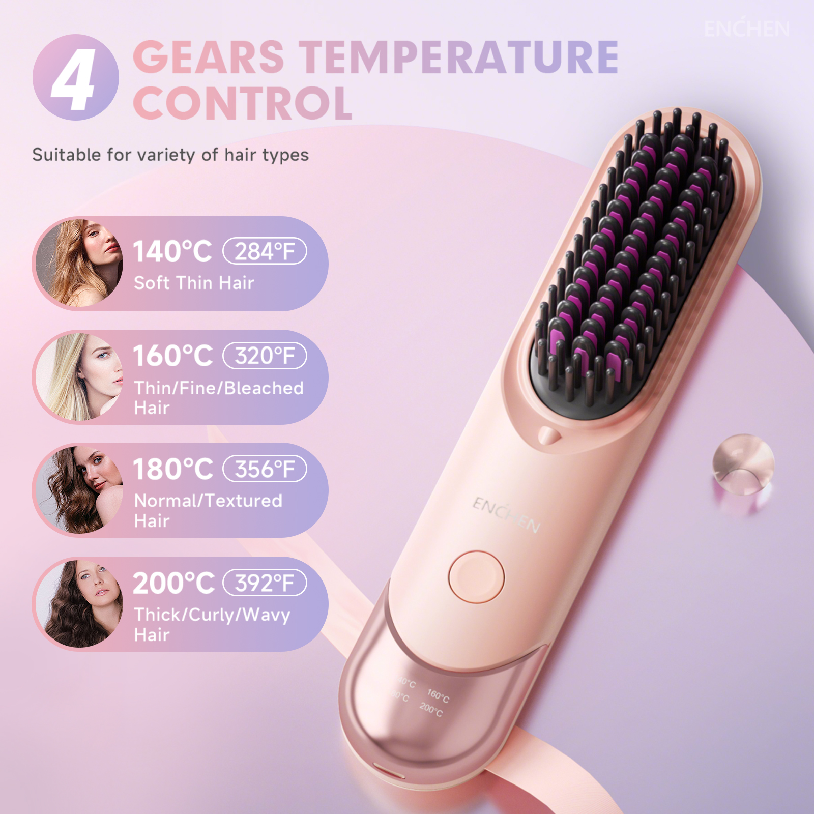 2in1 Straightener Brush, Professional Electric Hair Stuff, 200 Million Ions Styling Comb, Flat Iron Tool