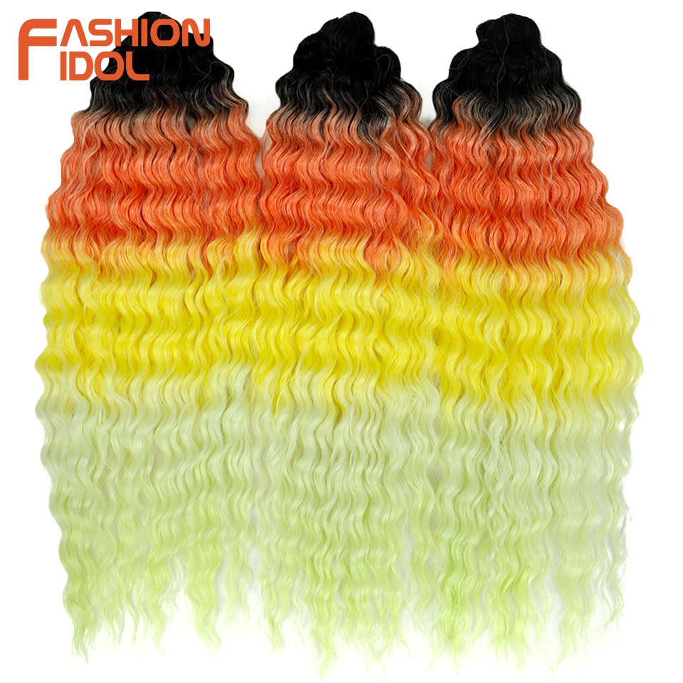 Ariel Hair Water Wave Crochet Braids, Synthetic Twist Curly Hair Ombre Blonde Brown Deep Wave Braiding Hair Extensions