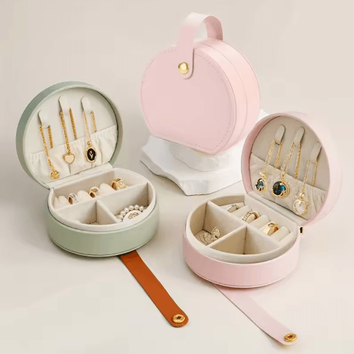 Semicircle Portable Jewelry Box – Mini Travel Jewelry Case Organizer