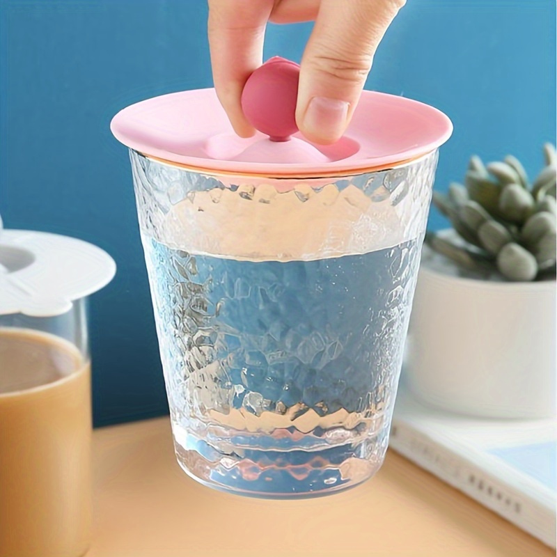 Round Heat-Resistant Lid Cover Non-toxic Silicone Universal Cup Lid with Spoon Holder