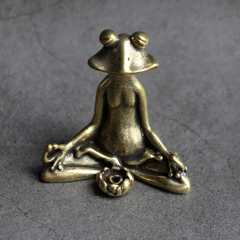 Zen Frog Copper Incense Holder Retro Tea Pet Statue, Pure Bronze Ornament