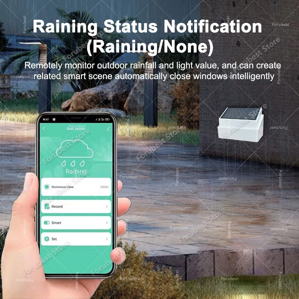 2 in 1 Zigbee Rain Detector with Brightness Sensor for Smart Home Automation