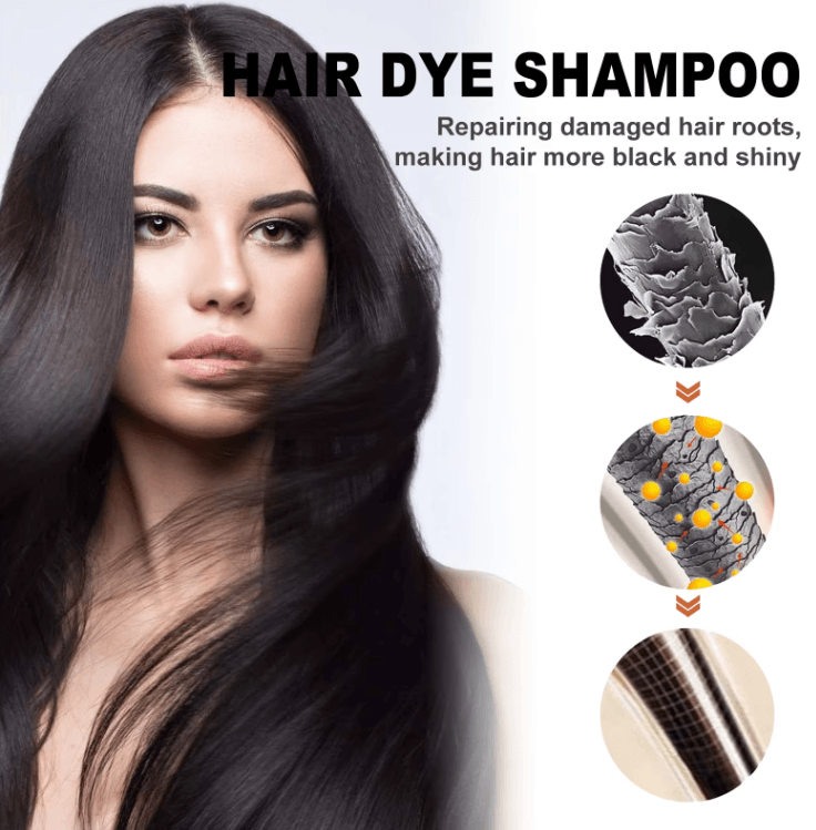 Natural Brown Hair Dye Shampoo – Nourishing Gray Coverage & Scalp Care Formula
