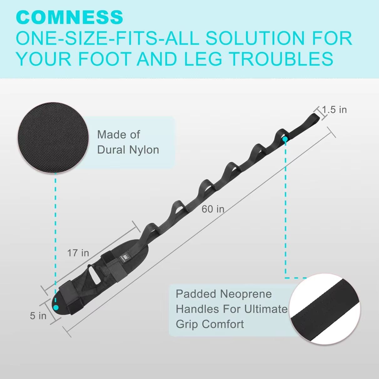 Full-Body Leg & Foot Stretcher Strap for Plantar Fasciitis & Calf Relief