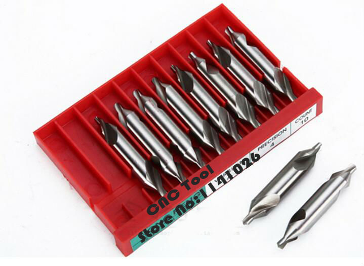 10Pcs HSS Center Drills Set (1mm-5mm), 60 Degree Combined Countersinks Angle Bit Tip Tool for Precision Drilling