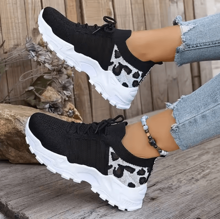 2026 Leopard Print Lightweight Womens Casual Sneakers – Breathable Everyday Shoes