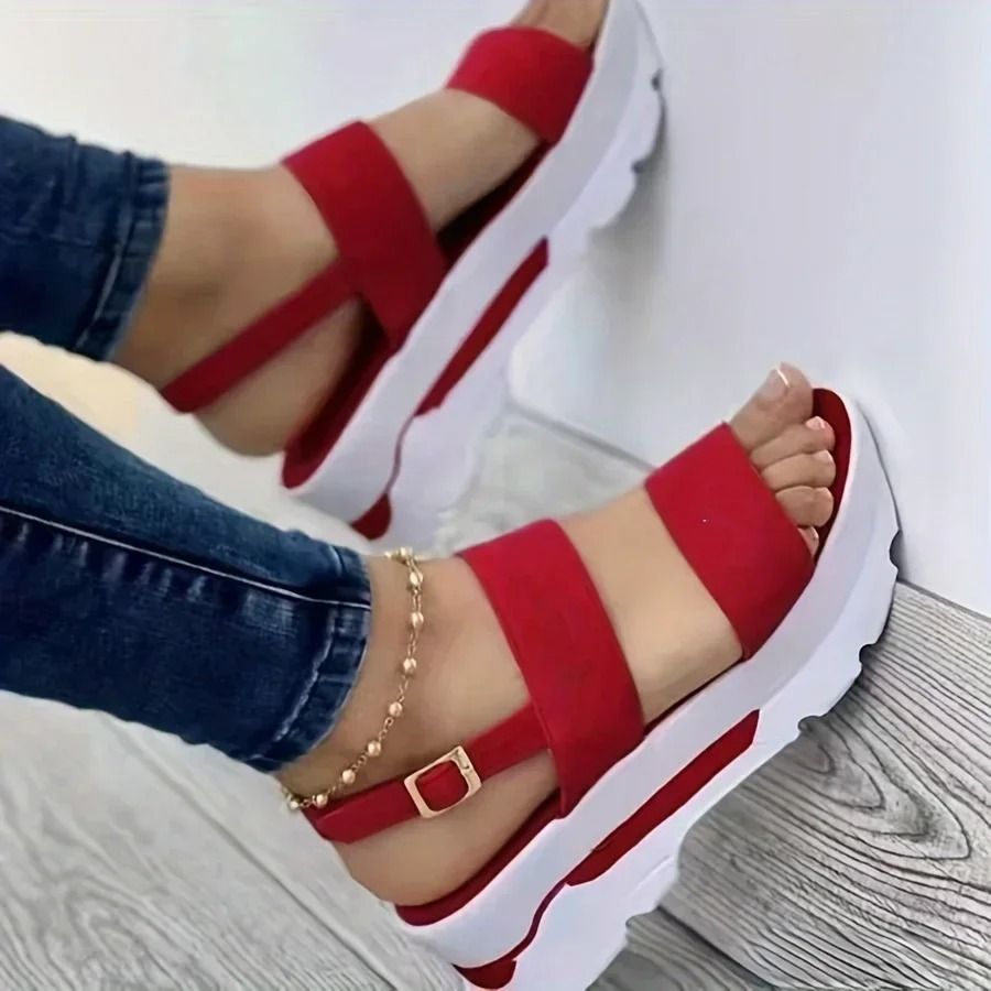 Women's Open Toe Buckle Sandals Non Slip Summer Wedge Shoes