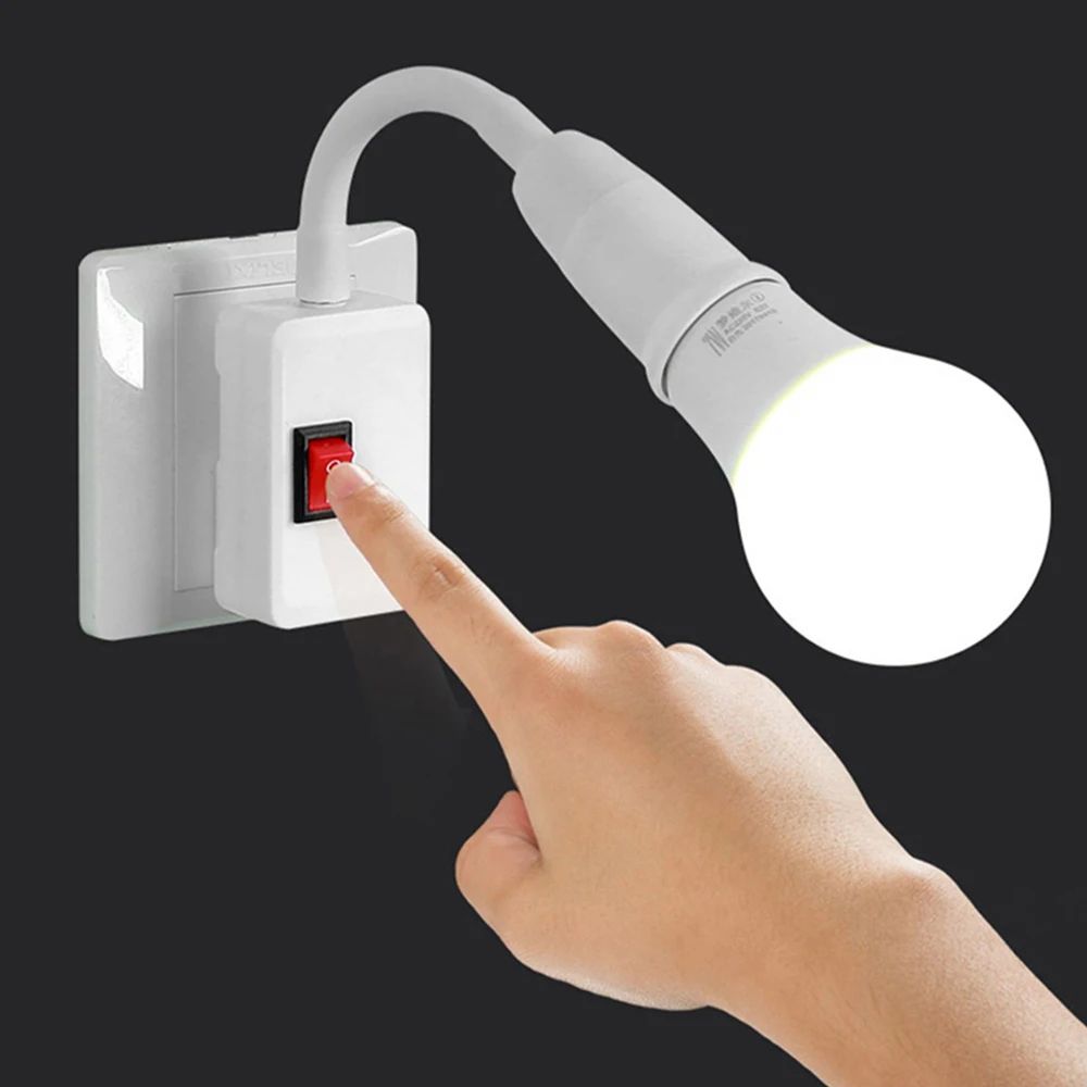 Direct Plug in Rotary Lamp Head Socket Lamp Converter with Switch, LED Table Lamp Base Adapter