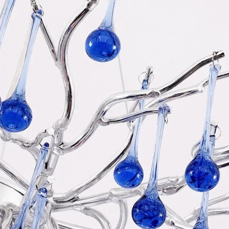 Modern Branch Crystal Chandelier – Luxury Pink & Blue Teardrop Hanging Ceiling Light