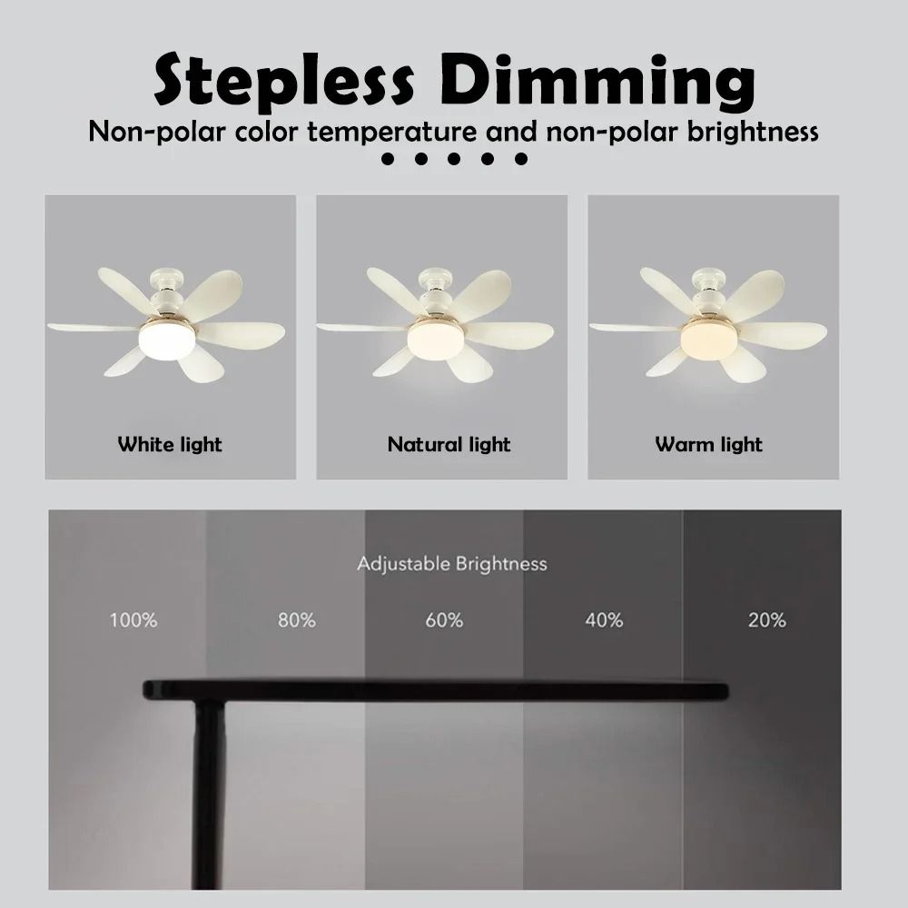 E27 Ceiling Fan Light with Remote Control and Adjustable LED Modes
