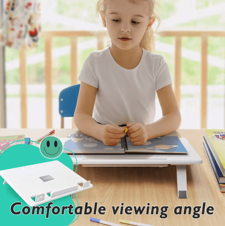 Eary Book and Laptop Holder Stand with Stable Base and Elastic Page Clips