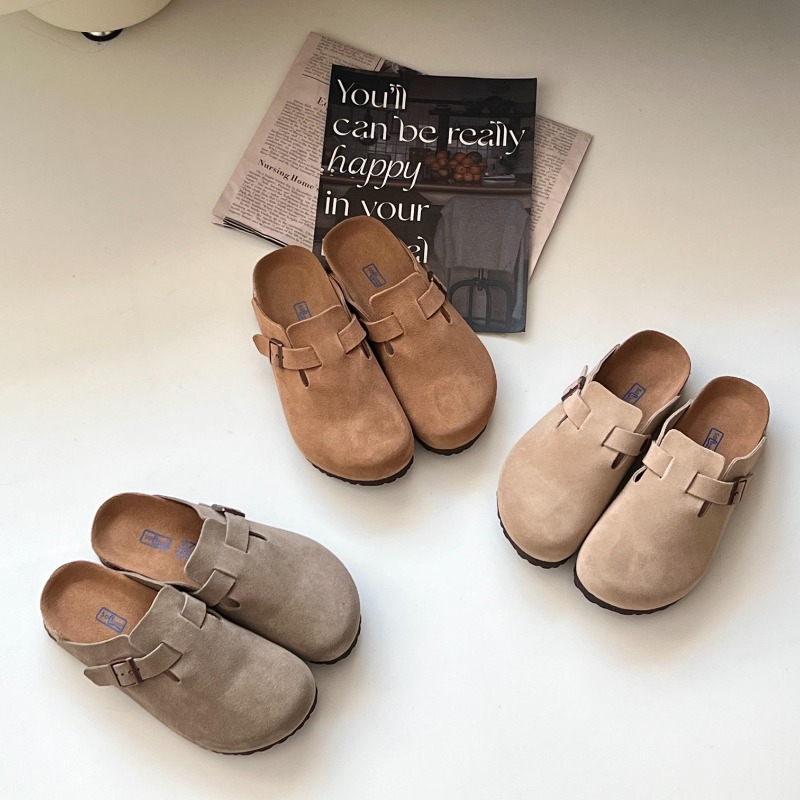 Leather Boken Slippers, New Soft Bottom Half Drag Shoes for Men and Women, Outdoor Indoor Genuine Leather Comfort