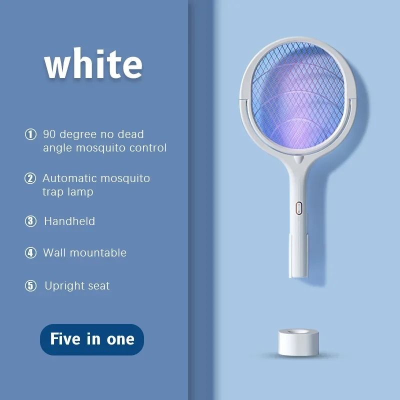 5-in-1 USB Rechargeable Electric Mosquito Swatter Racket