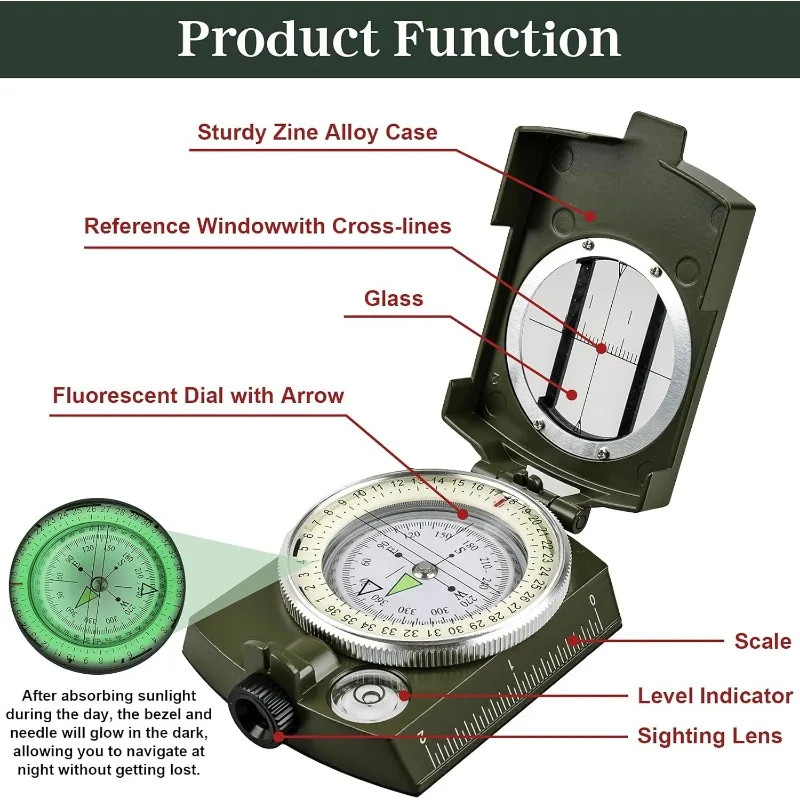 High-Precision Outdoor Waterproof Tactical Compass for Survival & Exploration