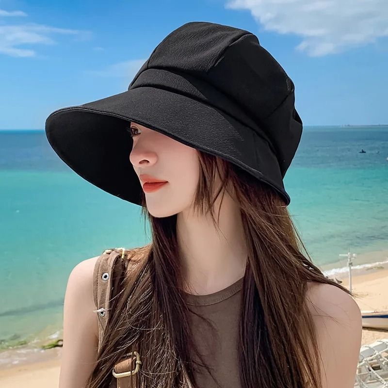 Womens Foldable Wide Brim Sun Bucket Hat