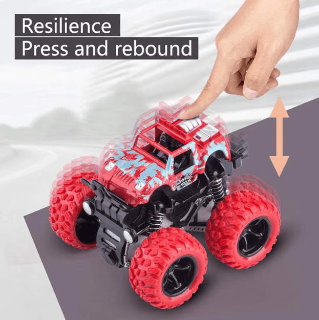 4WD Dinosaur Monster Truck Toy – Pull Back Inertia Stunt Car for Kids