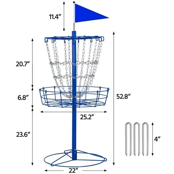 Portable Disc Golf Basket for Practice, Cross Chain Outdoor Target, Durable Trapper Blue Design