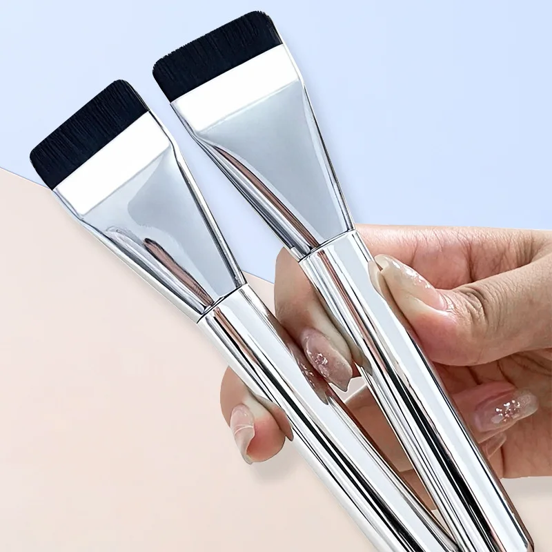Flat Head Non Powder Soft Hair Beauty Tool, Straight Line Foundation Makeup Brush, Ultra-Thin Concealer Brush