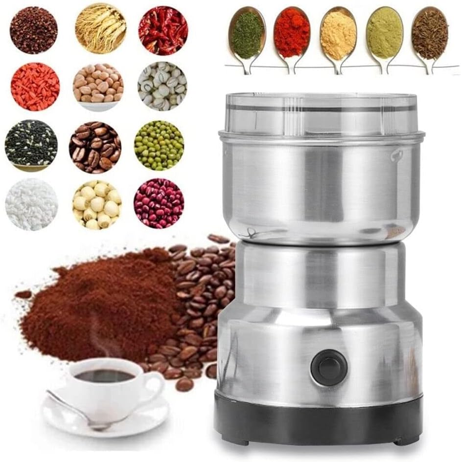 Electric Coffee & Spice Grinder 150W – Stainless Steel Blade for Nuts, Grains, Beans | One-Touch Operation