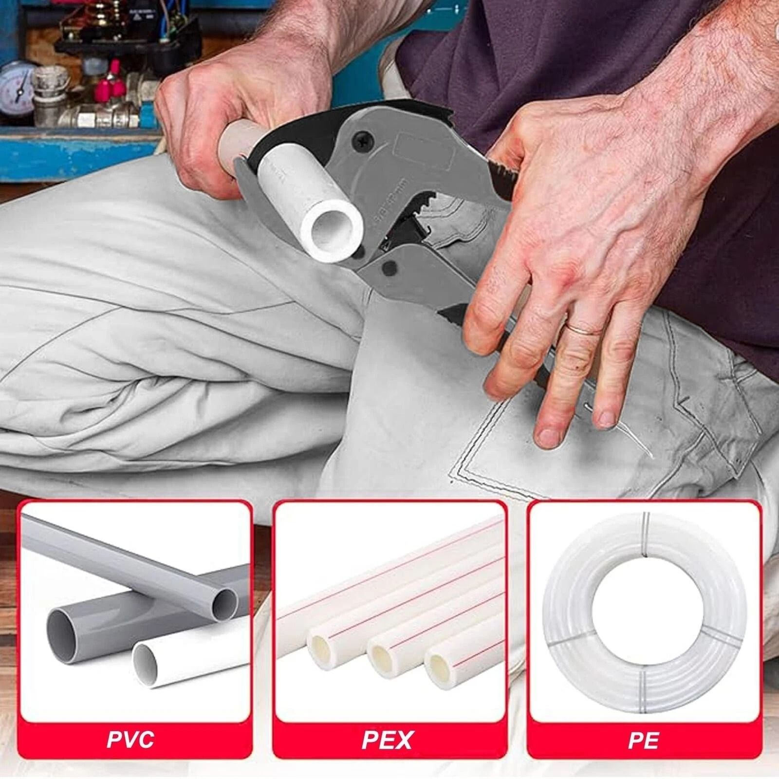 Ratcheting Pipe Cutter with Carbon Steel Blade for PVC and PEX Pipes