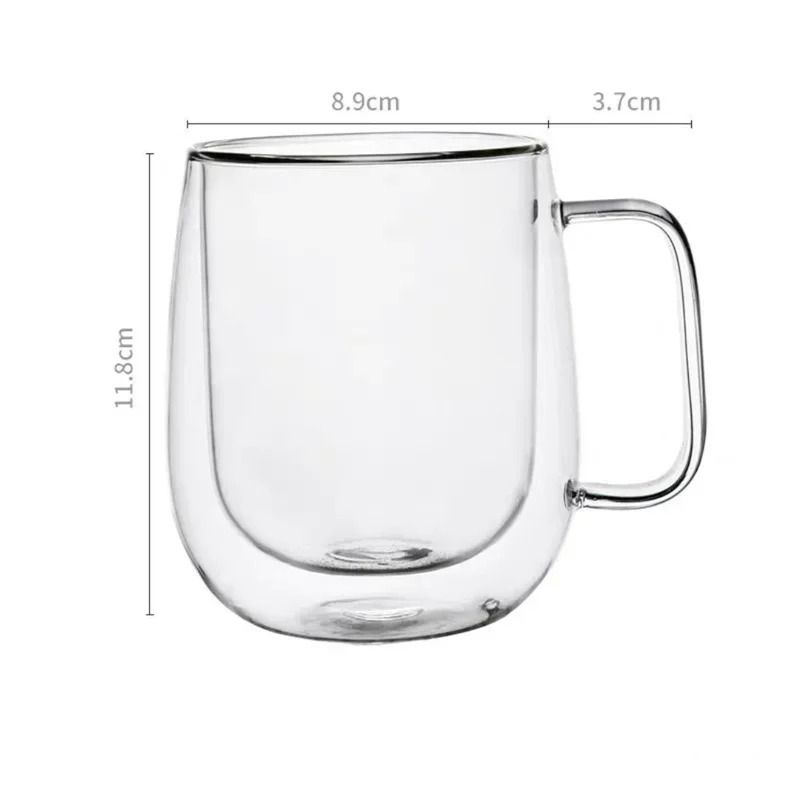 Heat Resistant Double Wall Glass Coffee Mug with Handle