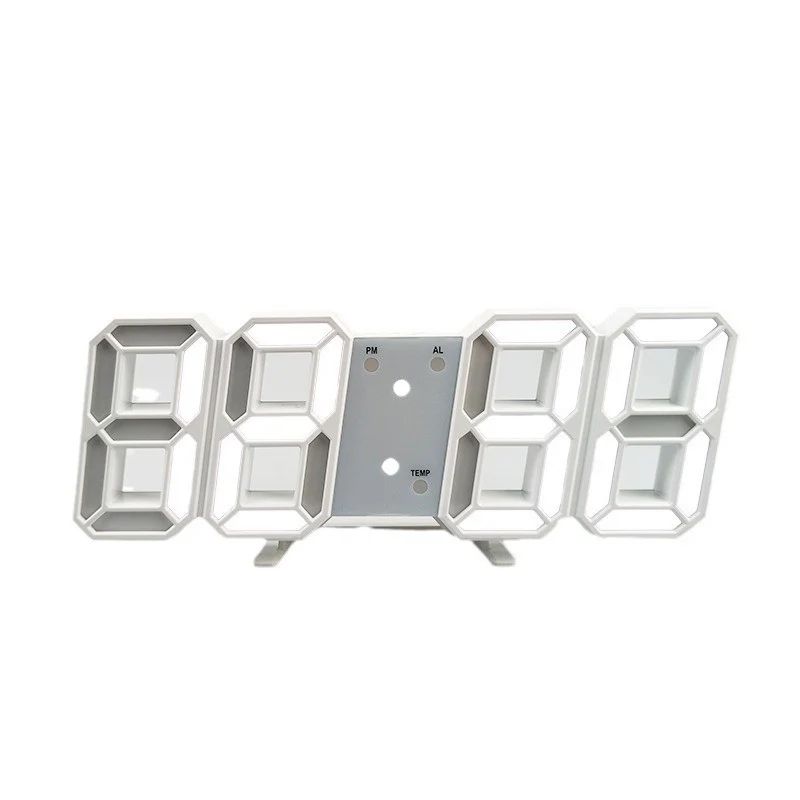 Modern LED Digital Alarm Clock Voice Activated Silent Desk Clock with 3D Display