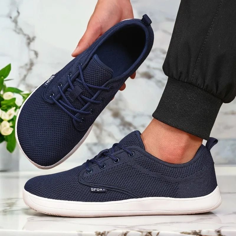 Wide Toe Men Shoes Breathable Knitted Mesh Soft Sole Casual Walking Shoes