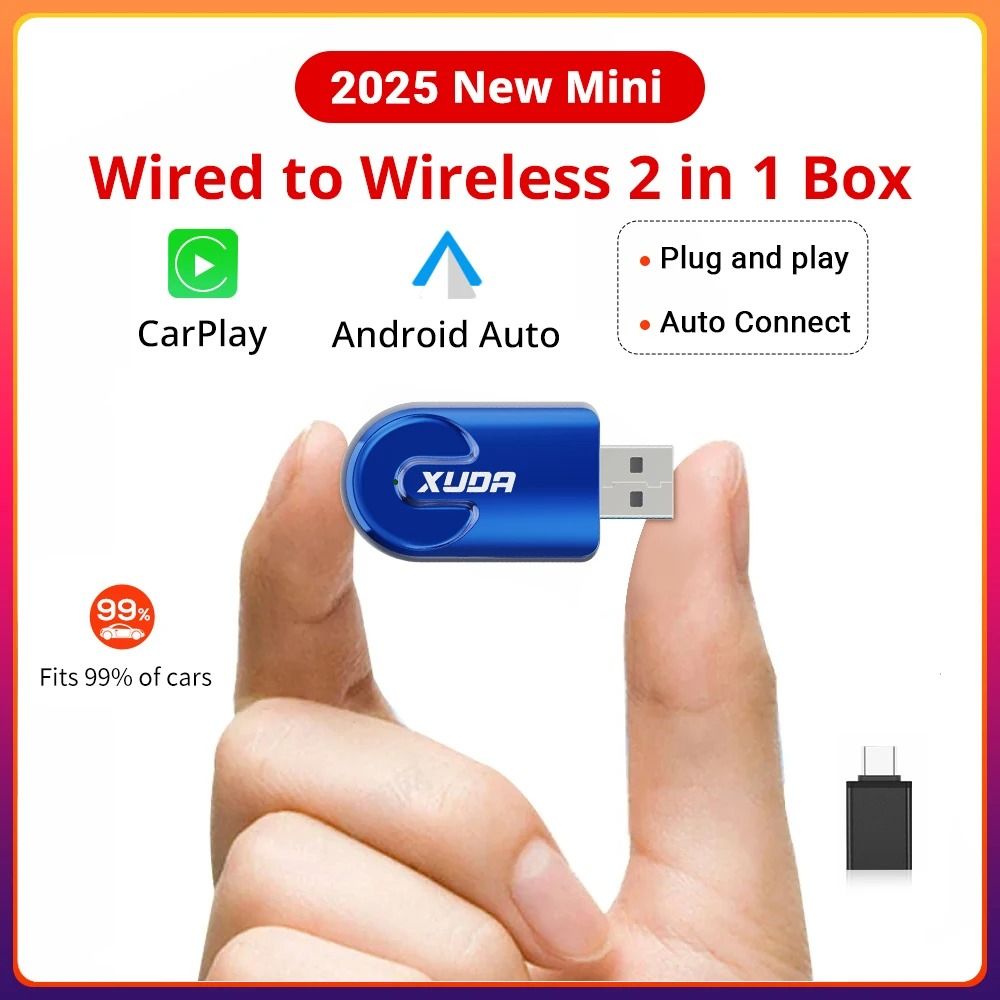 XUDA Wireless CarPlay Android Auto Adapter Plug and Play Mini Box