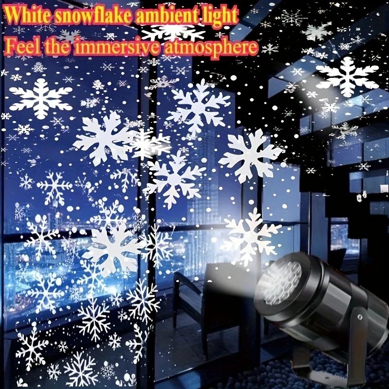 LED Snowflake Projection Light - Snowflake Projector Light with USB Power for Holiday & Party Atmosphere