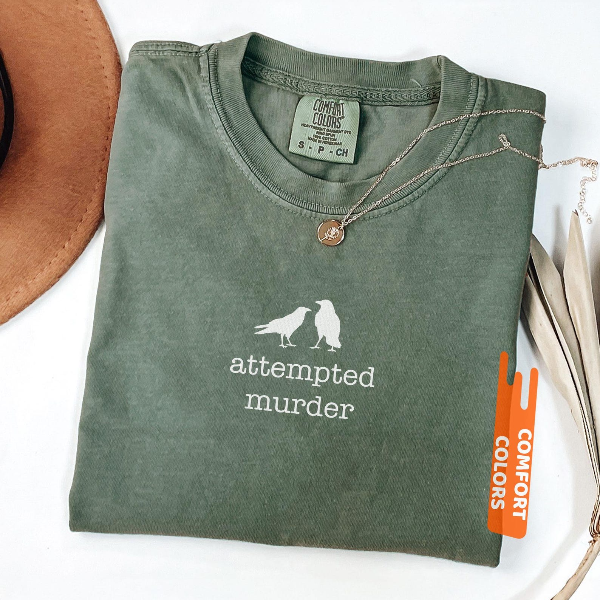 Attempted Murder Shirt Funny Cat Lover Graphic Tee Dark Humor Outfit Gift