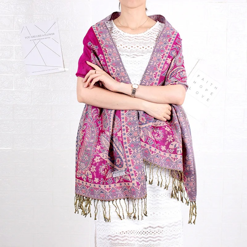 Bohemian Style Cashew Jacquard Scarf Women - Winter Warm Pashmina Long Soft Shawls