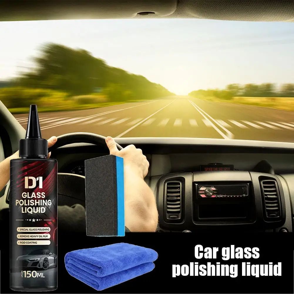 Car Glass Clarity Polish Kit – Oil Film Remover, Water Spot & Light Scratch Repair Auto Glass Polish