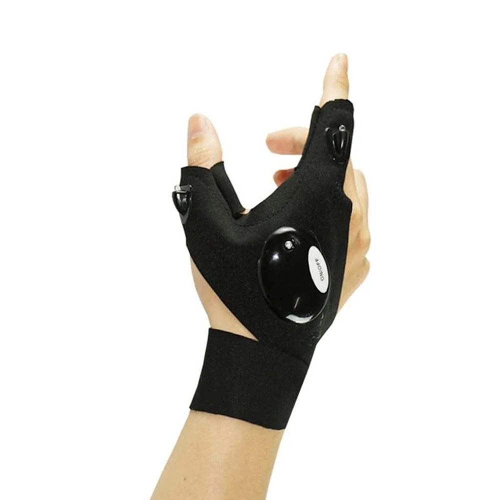 LED Fingerless Lighting Gloves for Outdoor Running and Camping