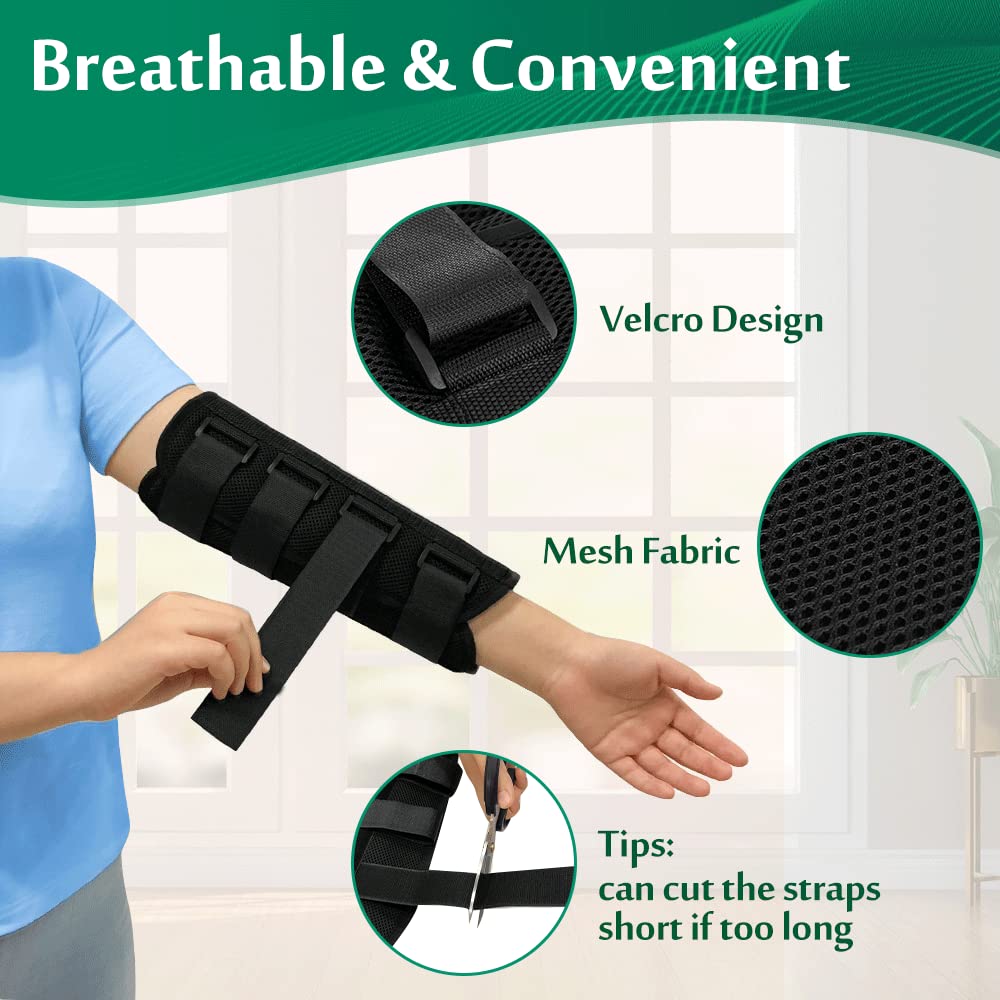 Elbow Brace for Cubital Tunnel Syndrome Night Sleep Support with Plastic Strips for Ulnar Nerve & Tendonitis Relief